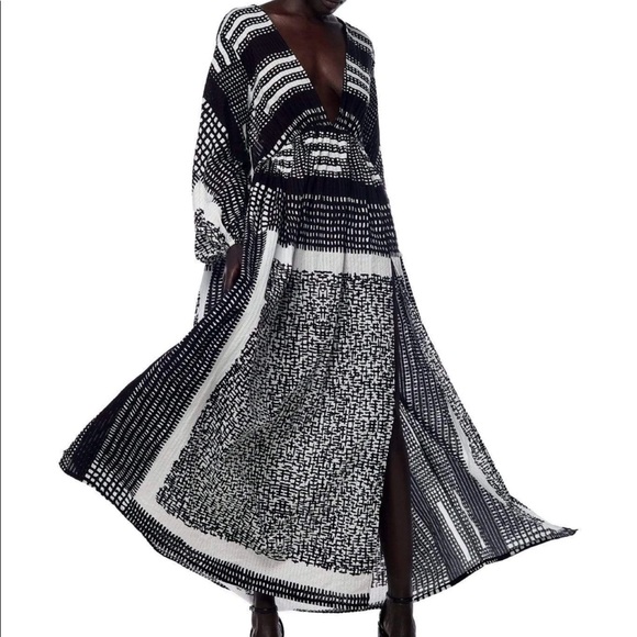 NWT Jonny Cota Poet Maxi Boho Dress, Sustainable Designer, Sexy Low Cut Top, M/L - Picture 5 of 16